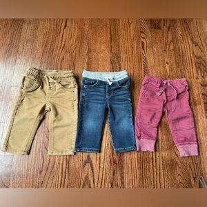 3 Pairs Cat & Jack Baby Boy Pants - Size 12 months